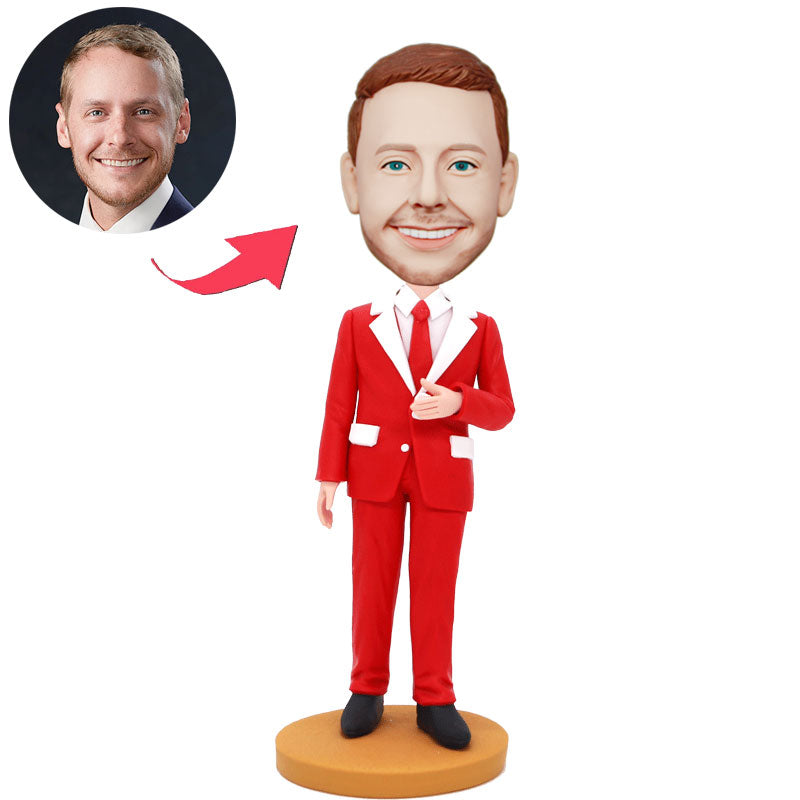 Custom Business Bobbleheads In Red Suit