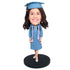 Custom Female Graduation Bobbleheads In Blue Gown