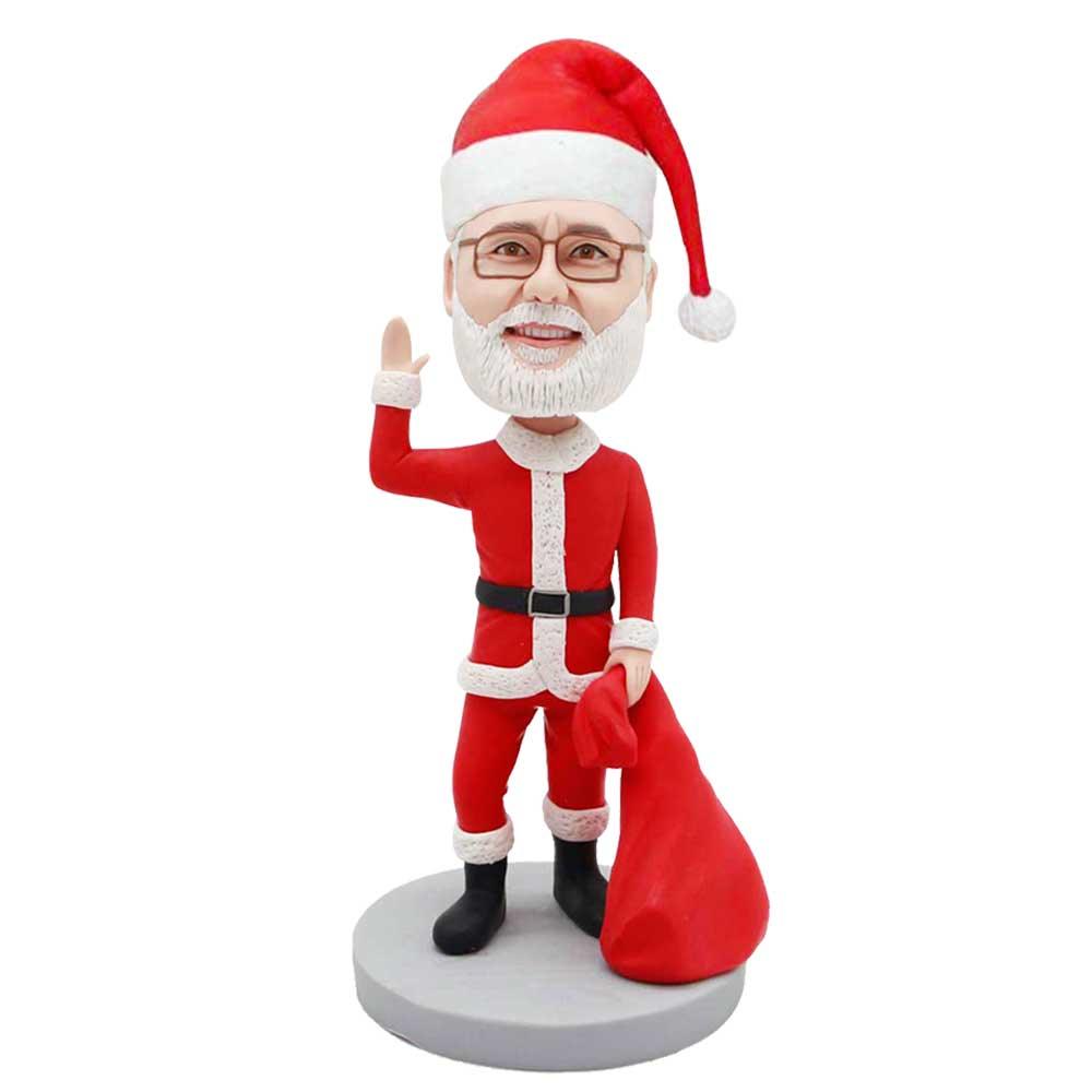 Custom Happy Santa Claus Bobbleheads Give Presents