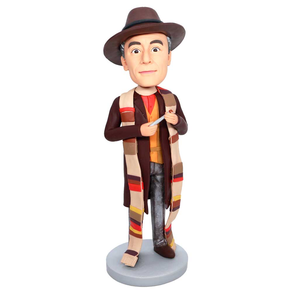 Custom Male Boss Bobbleheads In Brown Coat With A Scarf