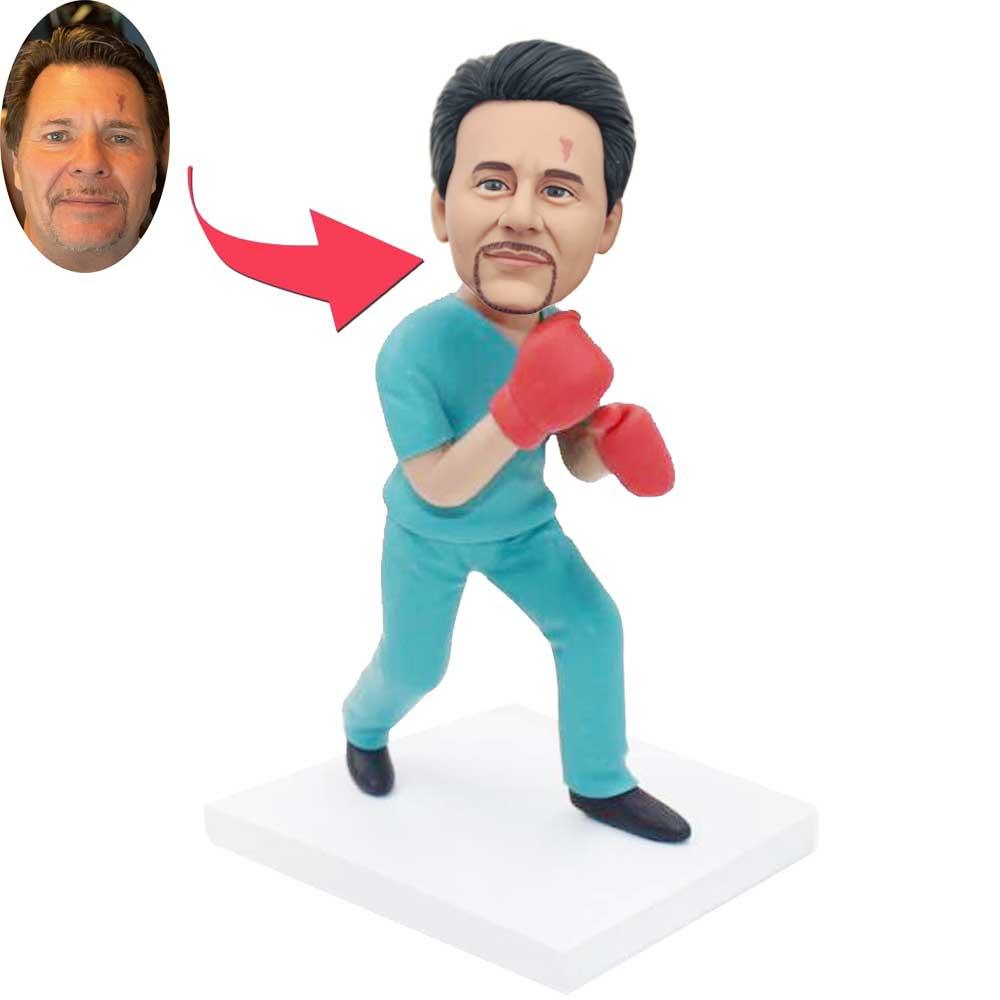 Custom Male Doctor Boxer Bobbleheads With Boxing Gloves