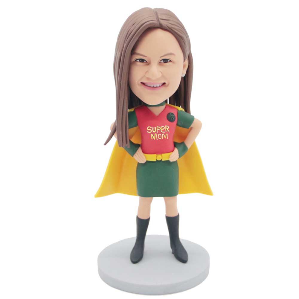 Mother’s Day Gifts Custom Female Bobbleheads In Yellow Cloak And Hands On Hips