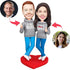 Valentine's Day Gifts Custom Couple In Couple Bobbleheads Outfit Thumbs Up