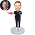 Custom Fashion Male Bobbleheads In Fashionable Tracksuit With A Cross-body Bag