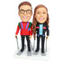 Custom Happy Couple Skiers Bobbleheads In Professional Ski Suit