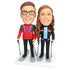 Custom Happy Couple Skiers Bobbleheads In Professional Ski Suit