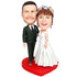 Custom Wedding Bobbleheads Happy Couple In Wedding Dress And Suit