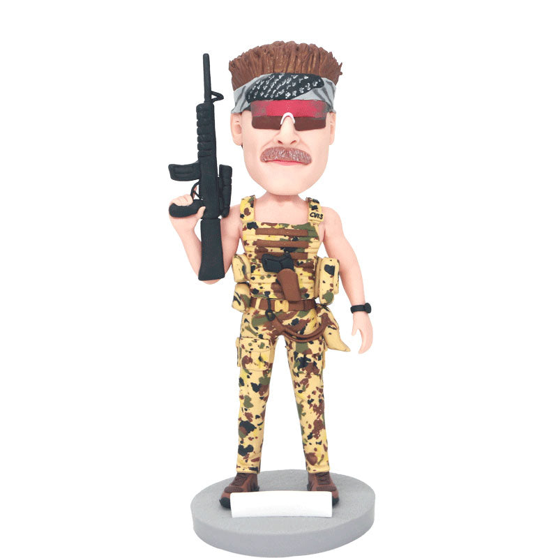 Male Solider Bobblehead Holding Gun