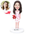 Mother’s Day Gifts Custom Female Bobbleheads Holding Flowers