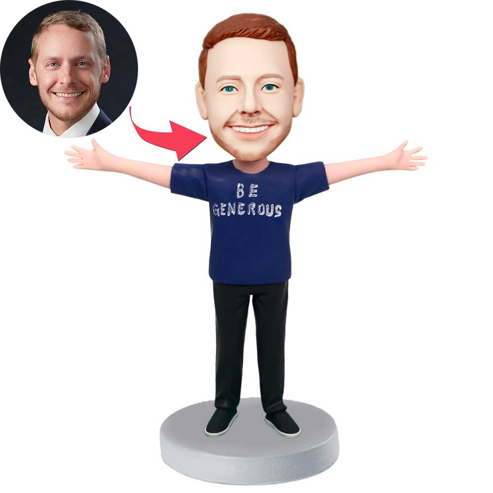 Custom Be Generous Male Bobbleheads With Outstretched Arms