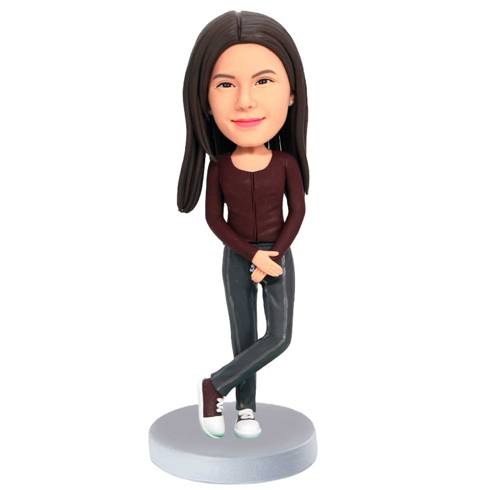 Custom Beautiful Female Bobbleheads In Casual Clothes
