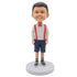 Custom Boy Bobbleheads In Striped Shirt And Overalls