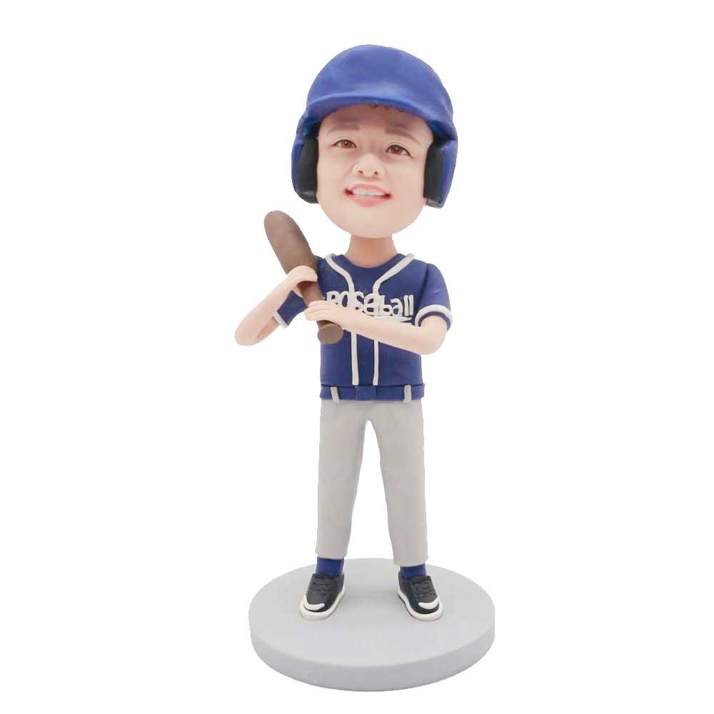 Custom Cool Boy Bobbleheads In Blue Baseball Uniform