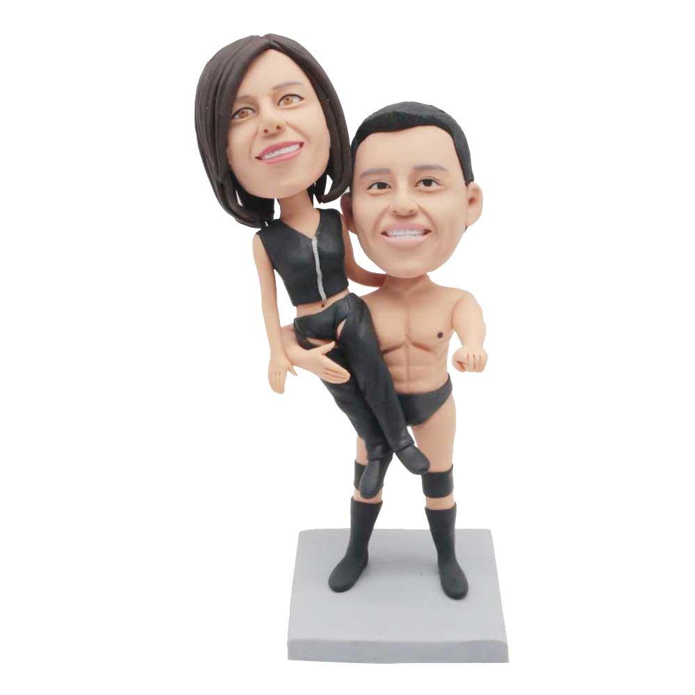 Custom Cool Couple Bobbleheads Strong Boyfriend Carry His Girlfriend