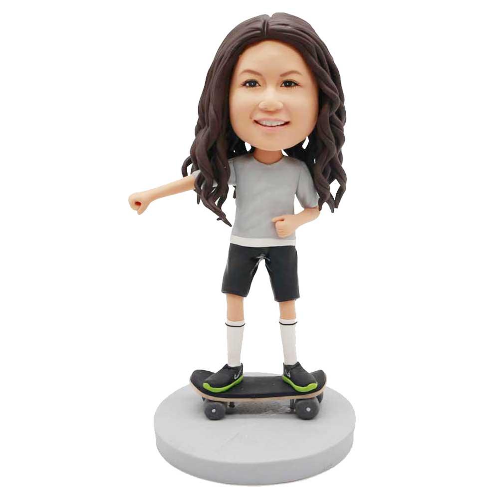 Custom Cool Girl Skateboard Bobbleheads