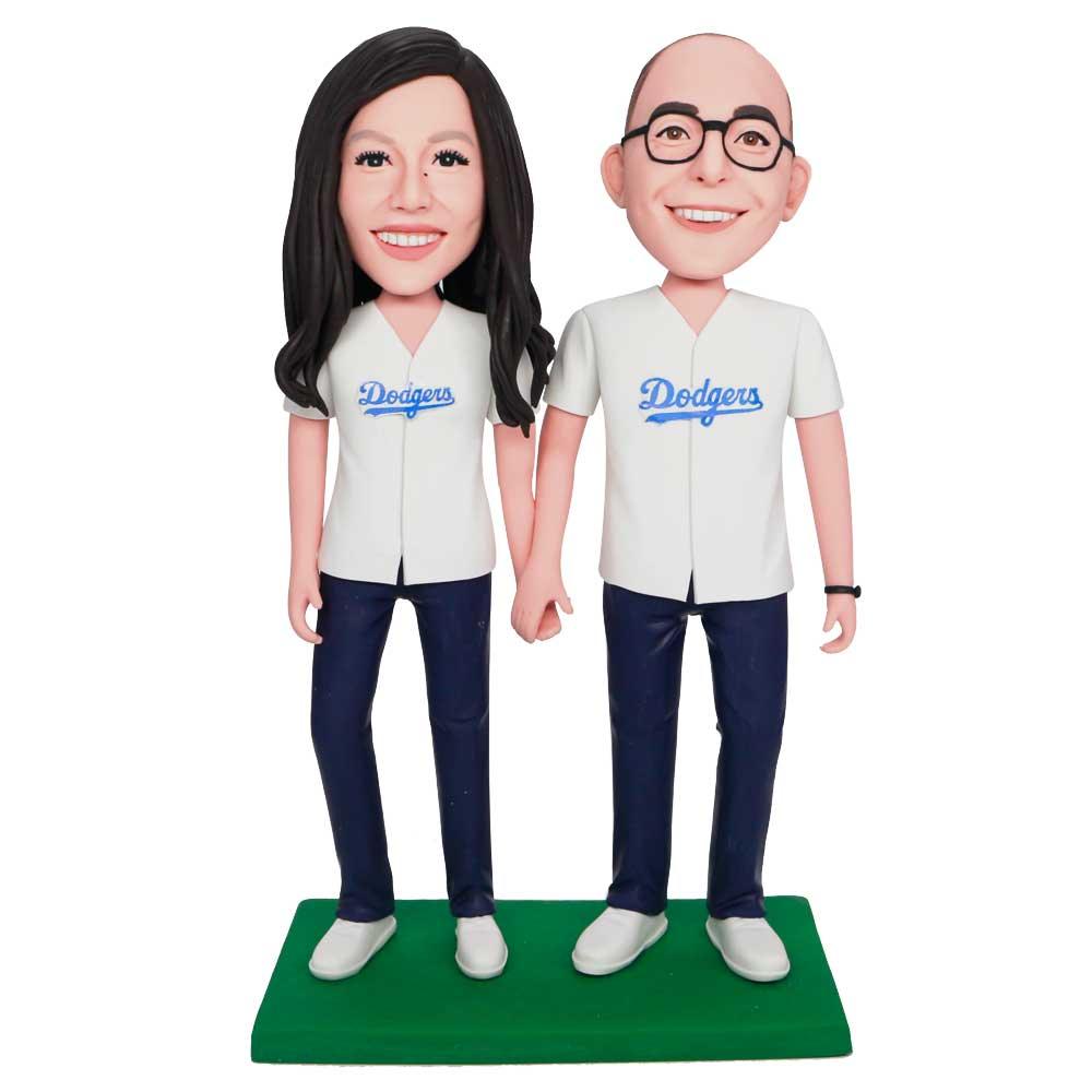 Custom Couple Dodgers Baseball Bobbleheads