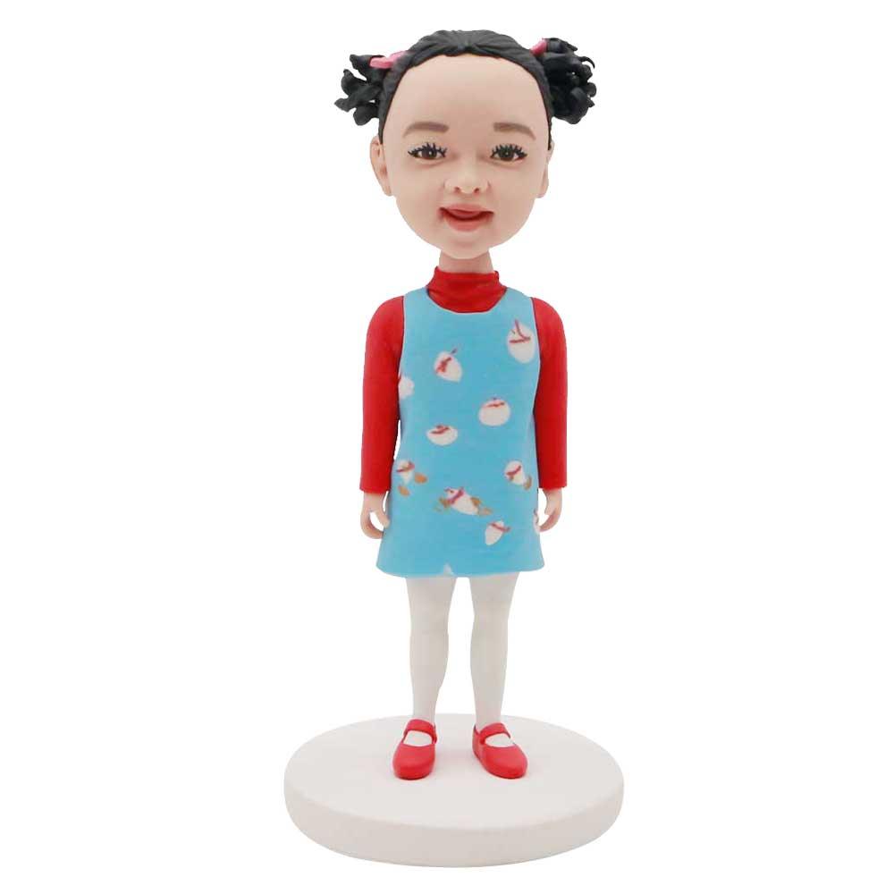 Custom Cute Girl Bobbleheads In Snowman Skirt