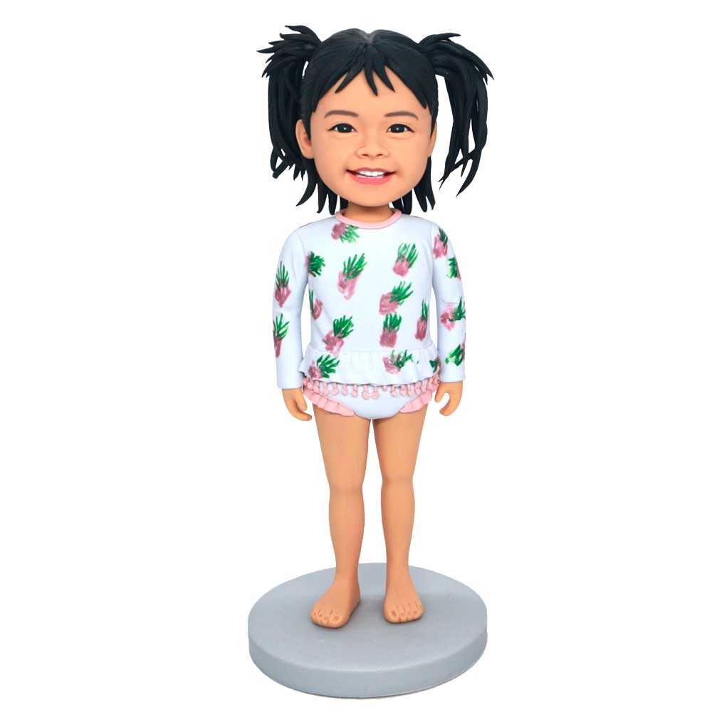 Custom Cute Little Girl Bobbleheads In Cute Clothes