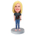 Custom Female Bobbleheads In Cute T-shirt And Hole Pants