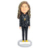 Custom Female Bobbleheads In Polka Dot Shirt