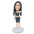 Custom Female Bodybuilder Bobbleheads In Black Workout Clothes With Dumbbell