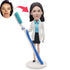 Custom Female Dentist Physician Bobbleheads Holding Toothbrush
