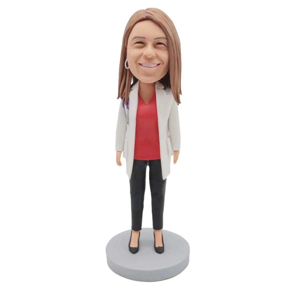 Custom Female Doctor Bobbleheads In White Coat