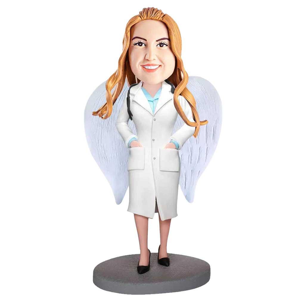 Custom Female Doctor Physician Bobbleheads With Wings
