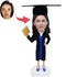Custom Female Graduation Bobbleheads In Black Gown And Holding A Book