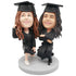 Custom Female Graduation Bobbleheads In Black Gown And Squat To Take Pictures