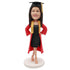 Custom Female Graduation Bobbleheads In Red Gown And Arms Akimbo