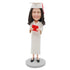 Custom Female Graduation Bobbleheads In White Gown