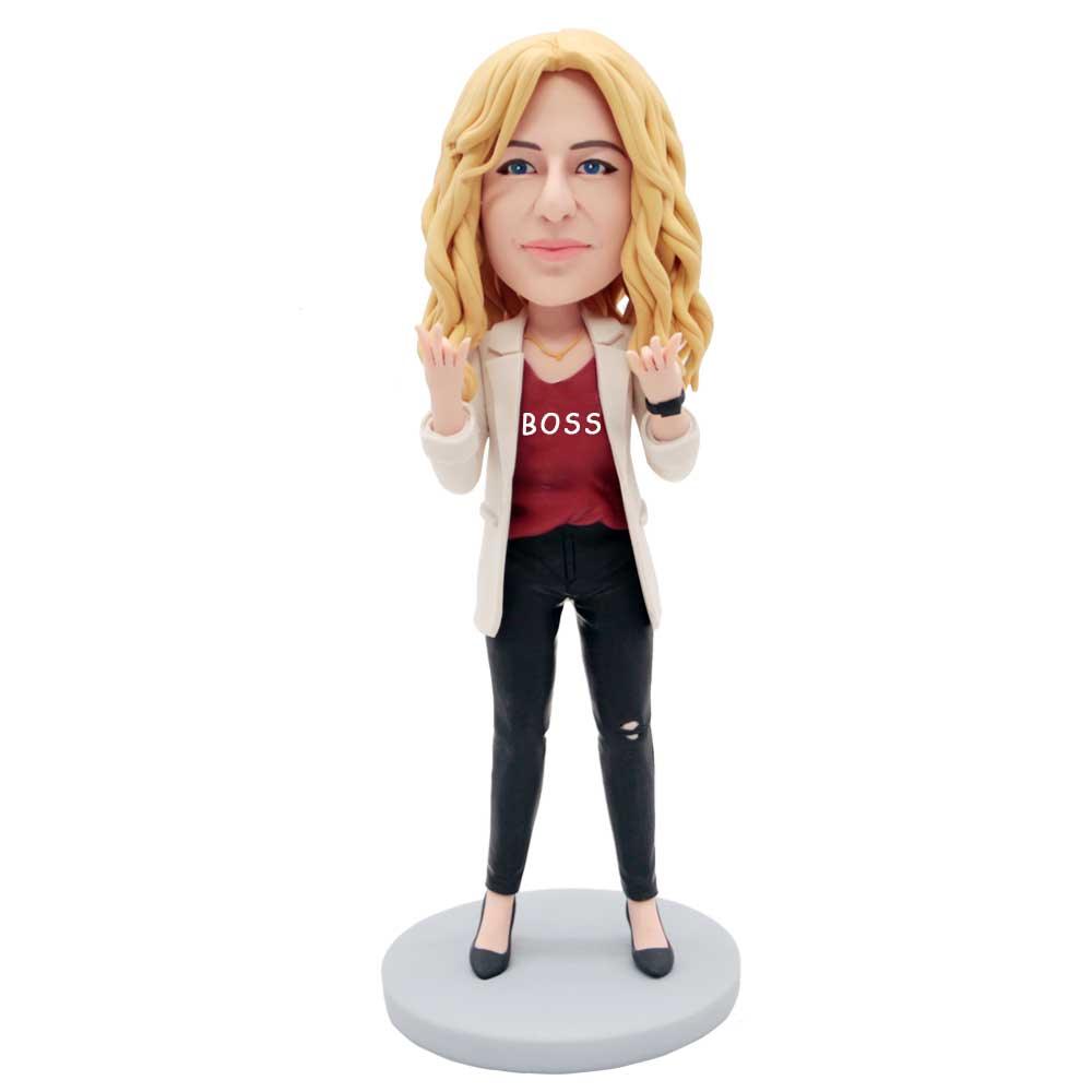 Custom Female Office Boss Bobbleheads In Suit