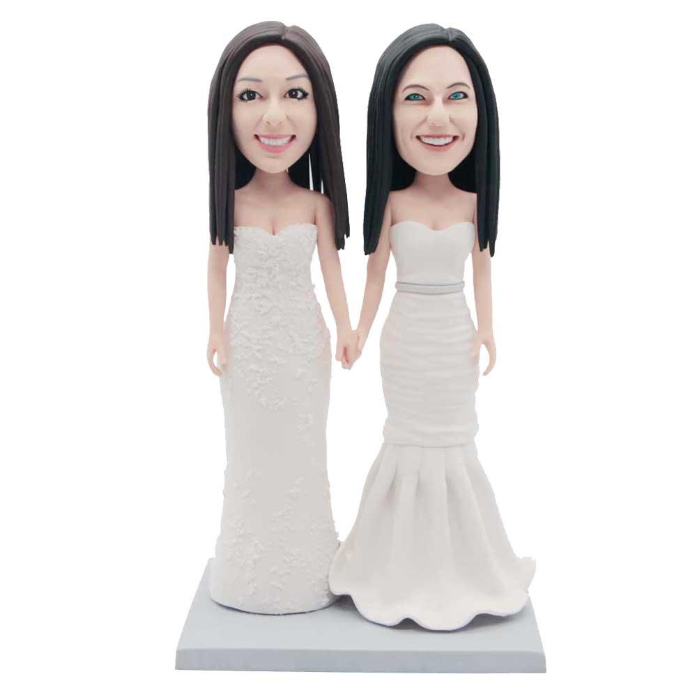 Custom Female Same-gender Couple Wedding Bobbleheads