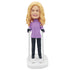Custom Female Skier Bobbleheads In Purple Coat