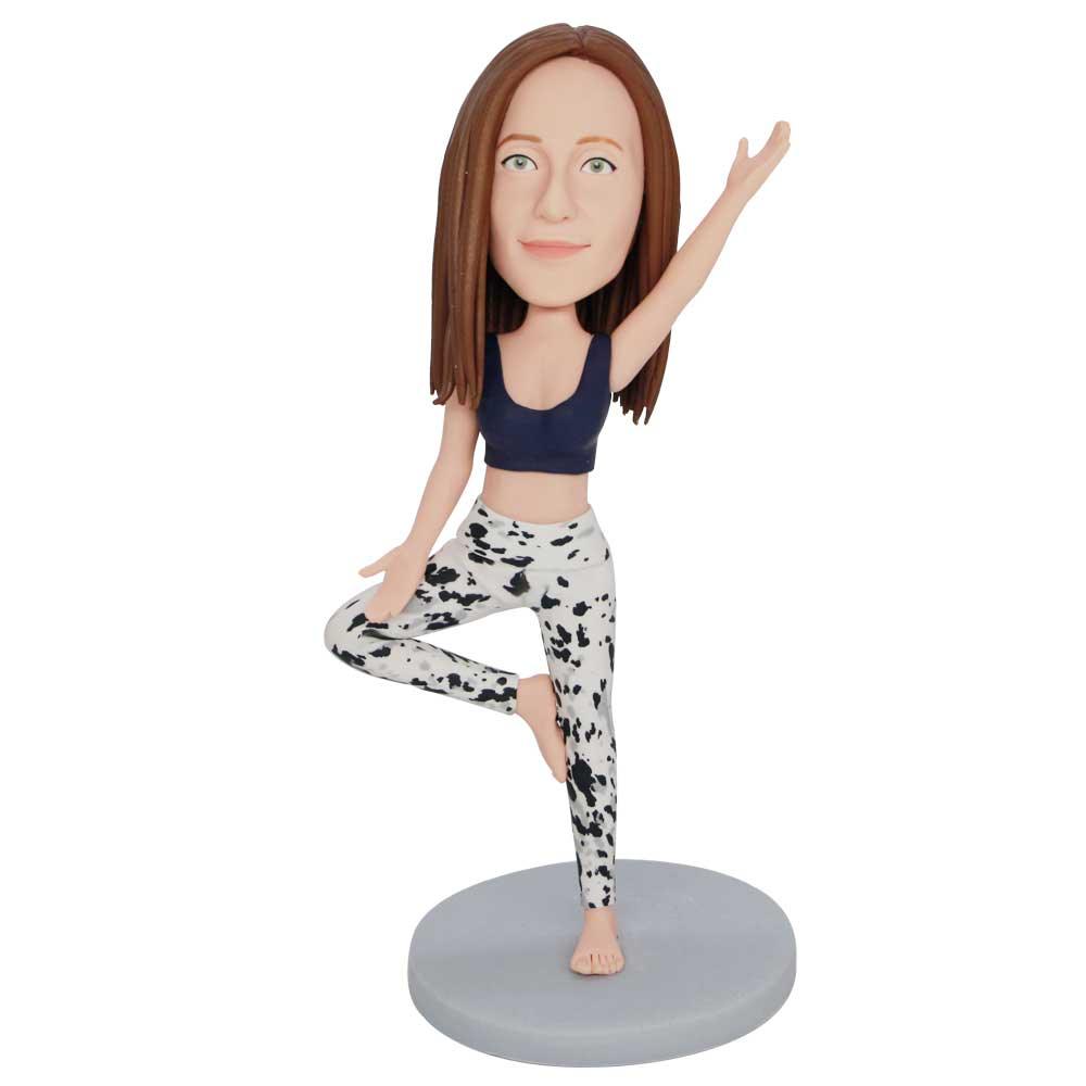 Custom Female Yoga Teacher Bobbleheads In Yoga Clothes