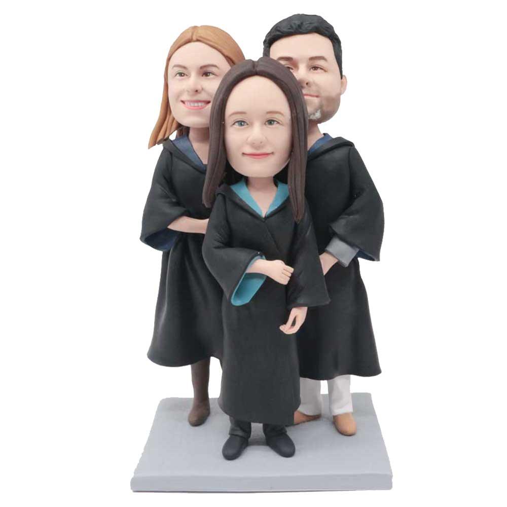 Custom Graduation Students Bobbleheads In Black Gowns