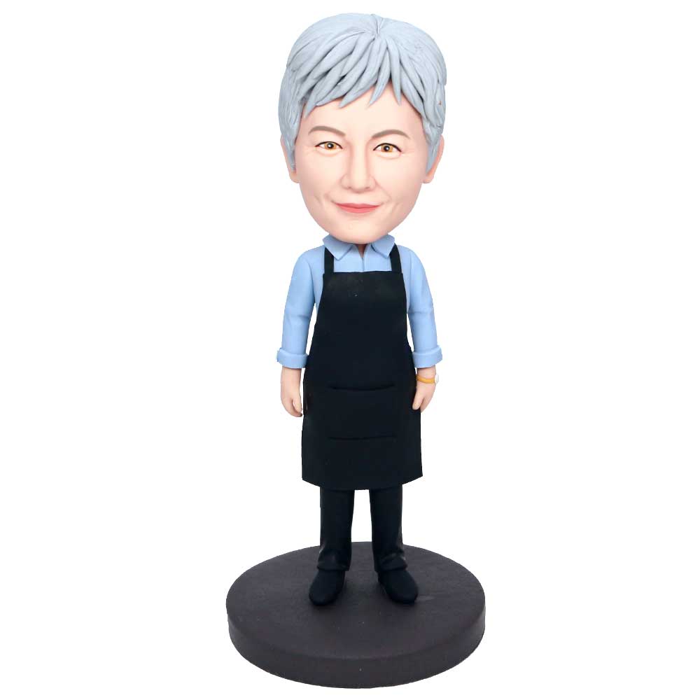 Custom Grandma Bobbleheads In Black Apron