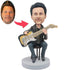 Custom Guitarist Bobbleheads Playing Guitar Sitting On Stool