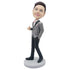 Custom Handsome Boy Bobbleheads In Suit And One Hand In Pocket