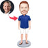 Custom Handsome Male Bobbleheads In Blue T-shirt And White Shorts