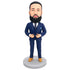 Custom Handsome Male Boss Bobbleheads In Dark Blue Suit