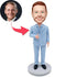 Custom Handsome Male Boss Bobbleheads In Light Blue Suit