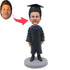 Custom Handsome Male Graduation Bobbleheads In Black Bachelor Uniform