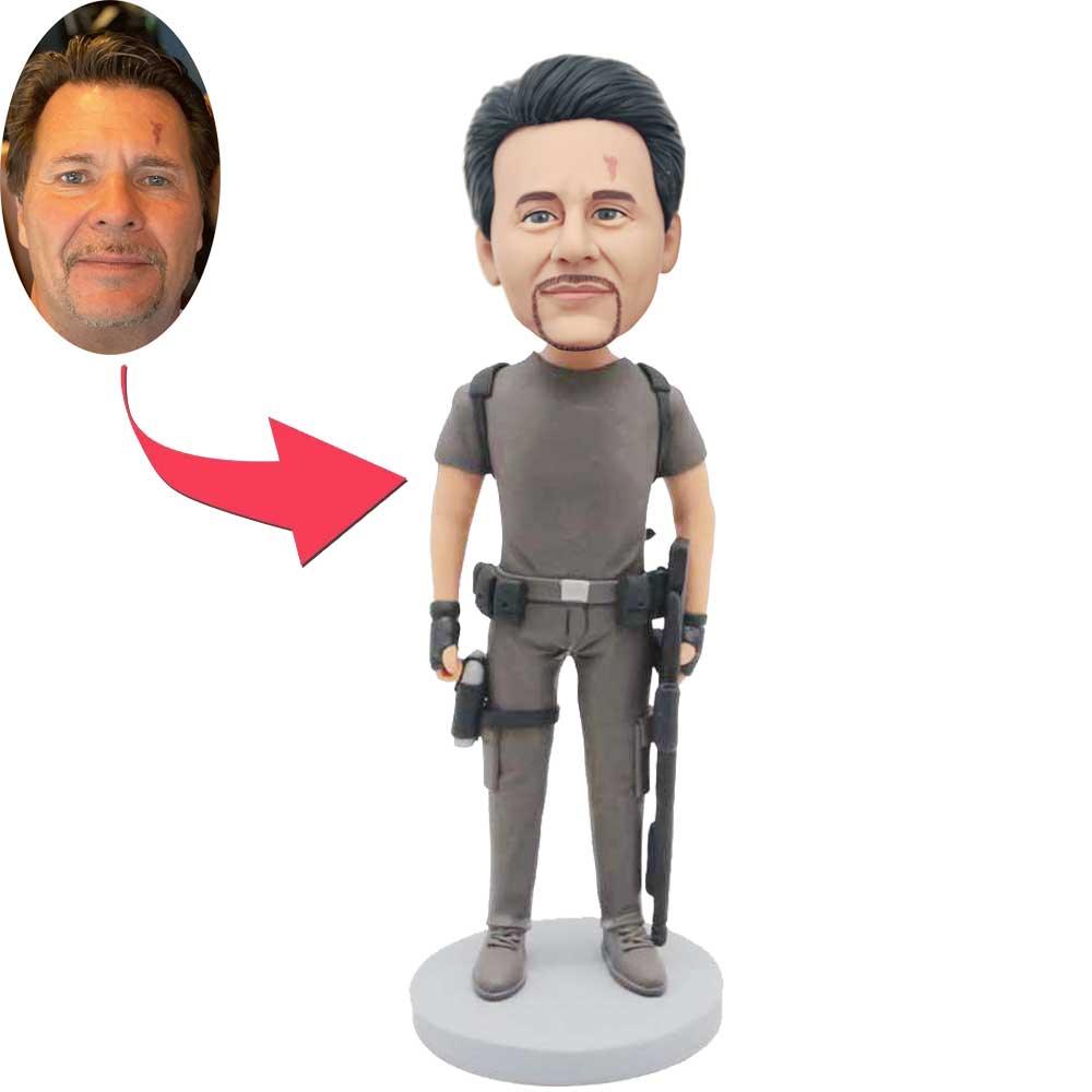 Custom Handsome Male Sheriff Bobbleheads In Combat Clothing