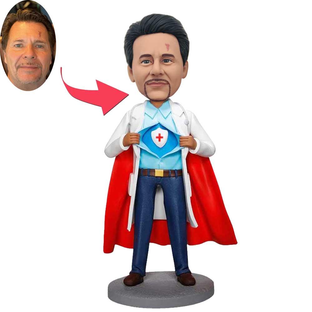 Custom Handsome Male Super Doctor Bobbleheads With Red Cloak
