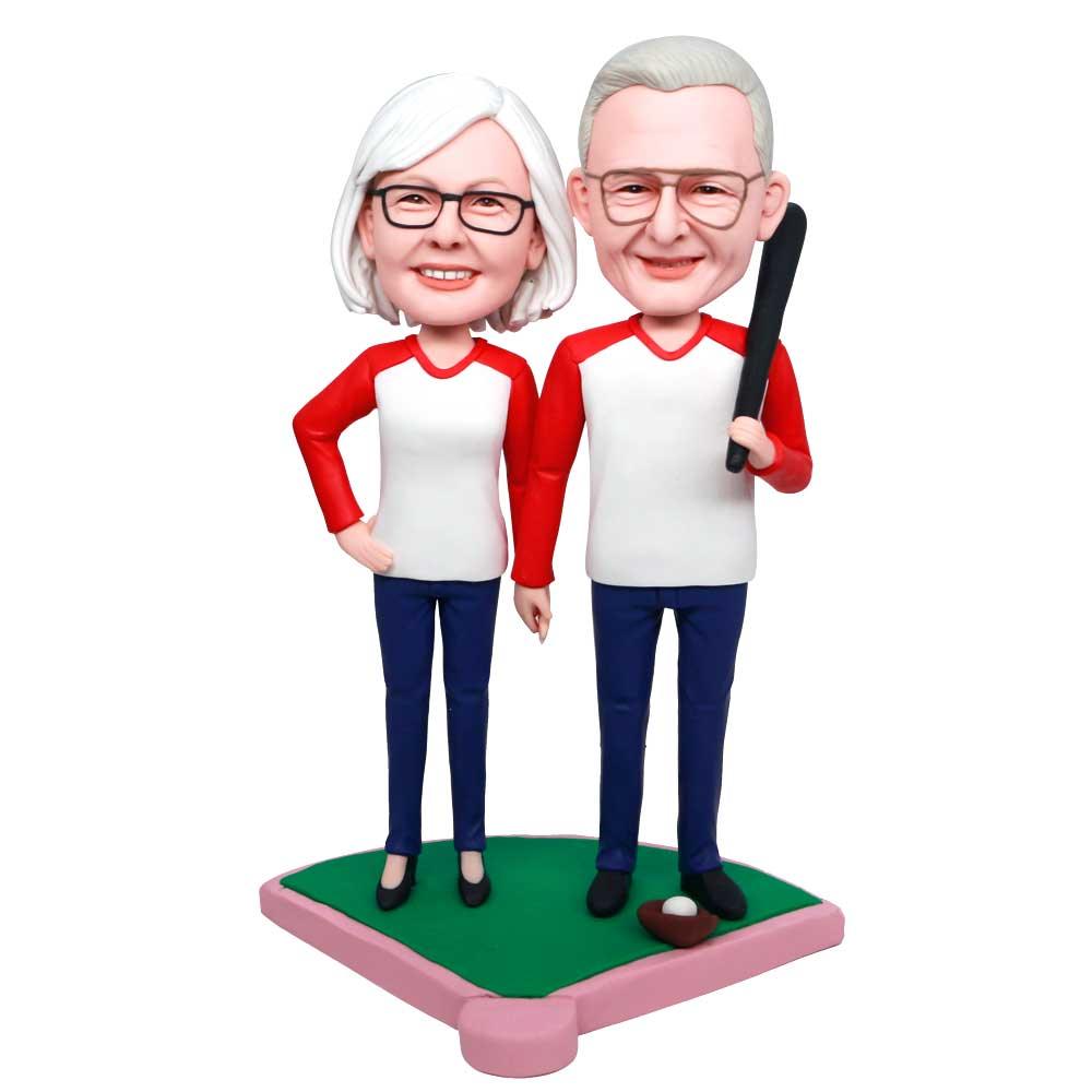 Custom Happy Baseball Couple Bobbleheads