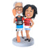 Custom Happy Couple Bobbleheads In Life Jacket Holding A Paddle