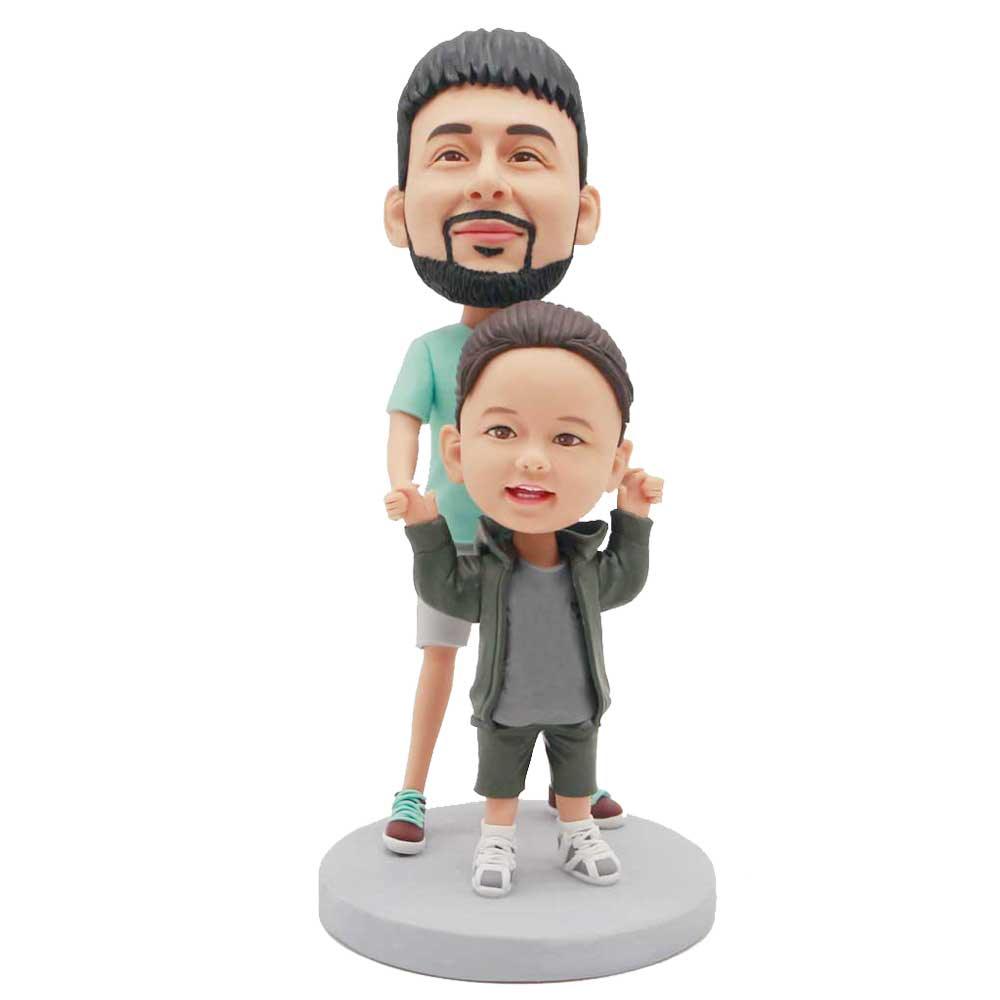 Custom Happy Father And Daughter Bobbleheads