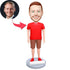 Custom Happy Male Bobbleheads In Red T-shirt And Red Shoes